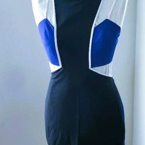 NWT NBDxTHE HAVEN TWIN NAVY, WHITE, BLUE, CUT-OUT MINI DRESS SIZE MEDIUM